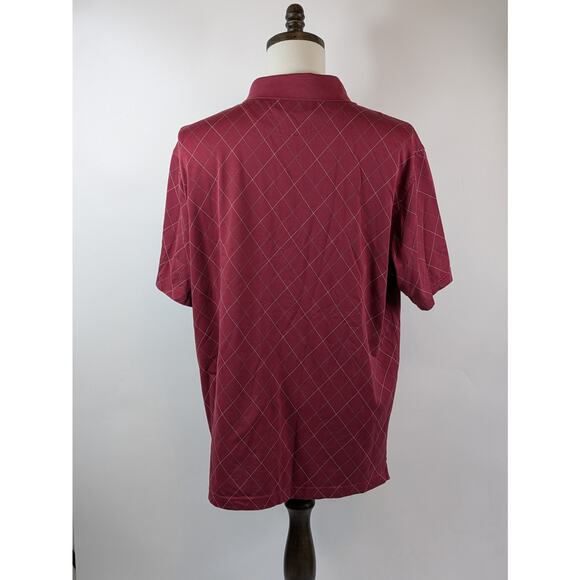 Jos A Bank Leadbetter Golf Mens XL Polo Shirt Maroon Red Argyle Heavy Athletic - Picture 3 of 9